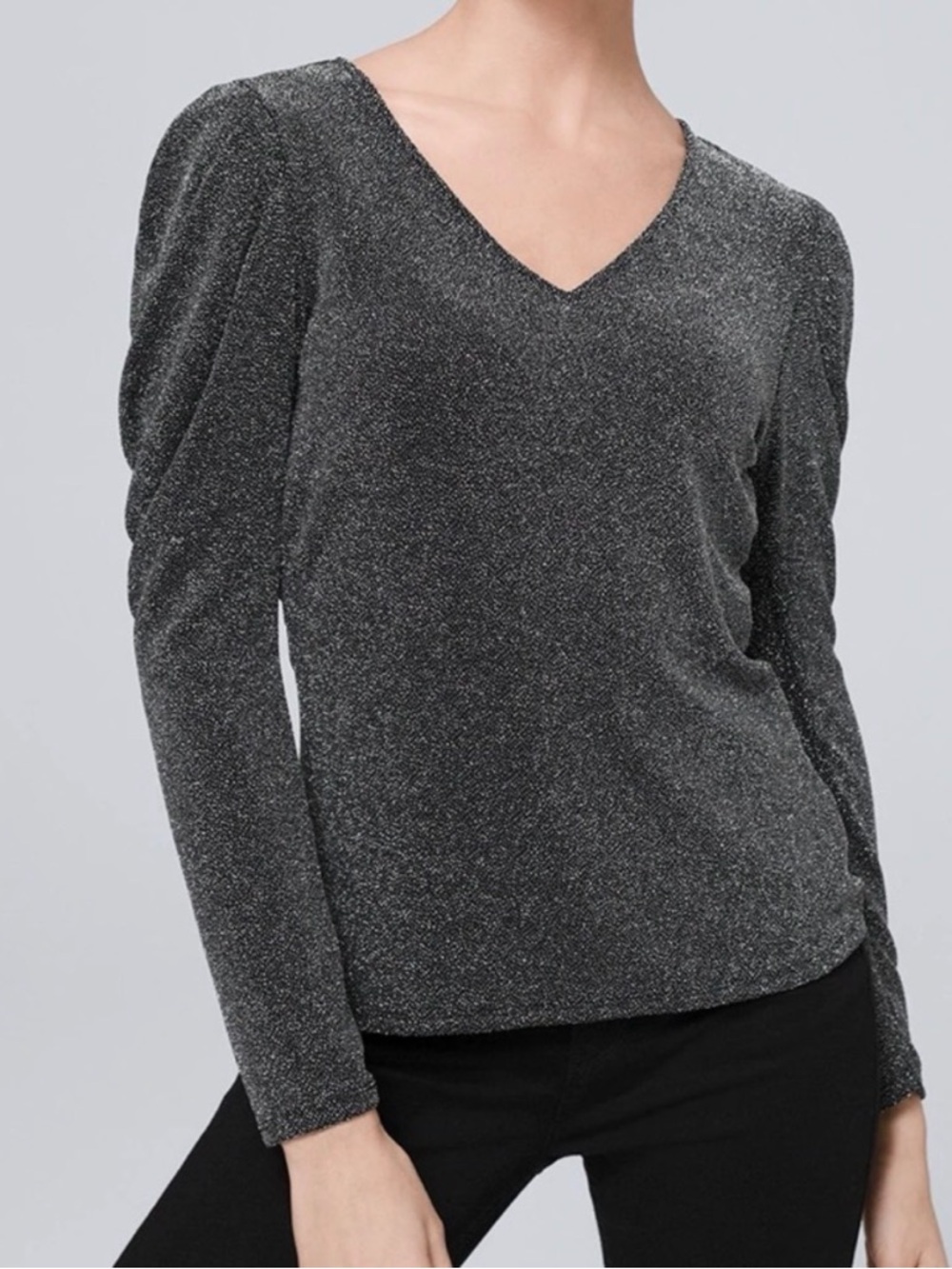 WHBM • Black & Silver Sparkle Top • NWOT • Size Large
